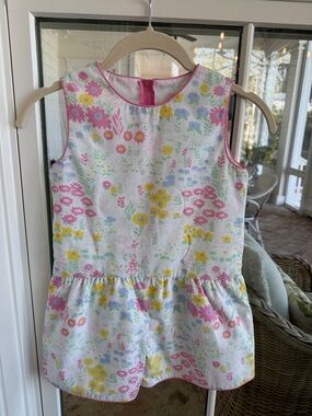 Beaufort Bonnet Girls Floral Sleeveless Peplum Romper - Pink, Yellow, Blue